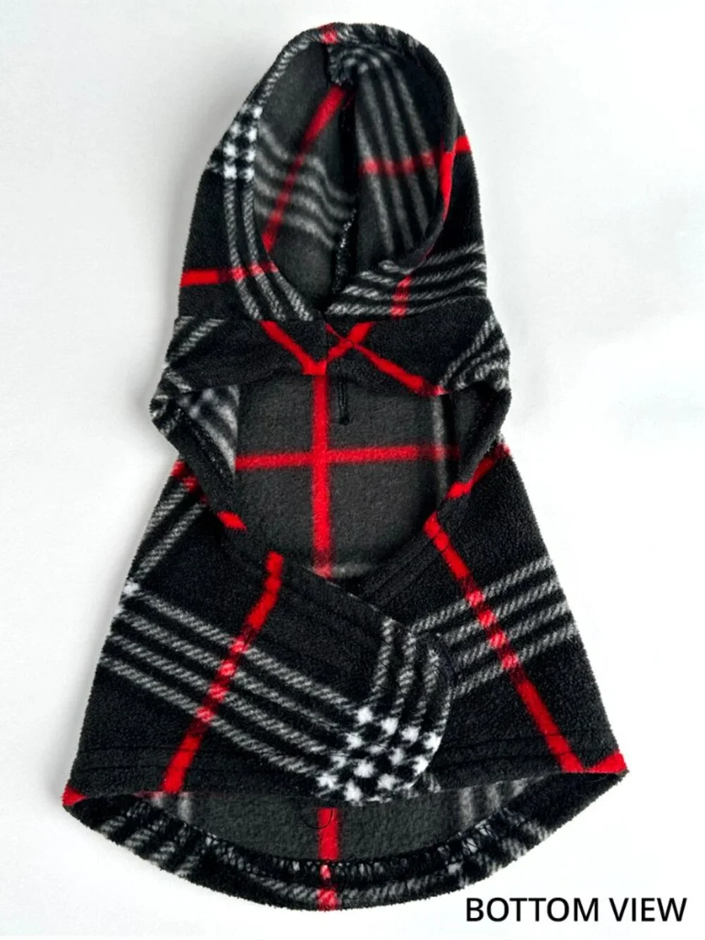 Plaid Fleece Dog Hoodie Black Red White Soft Warm Pullover Puppy Jacket XS